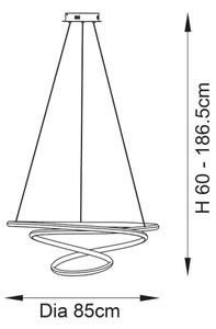 Endon 97639 - LED Stmívatelný lustr na lanku TWIRL LED/88W/230V 3000K zlatá