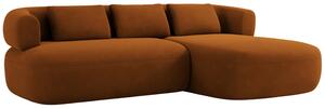 -25 % Dny MOMENTI– Windsor & Co Terakotově oranžová sametová rohová pohovka Aldrin 225 cm, pravá