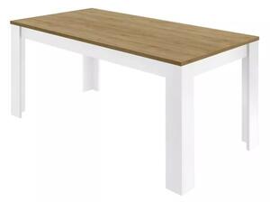 Jídelní stůl SLIM 6 dub světlý/bílá lesklá
