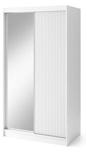 Posuvná šatní skříň BIAMO 2 se zrcadlem, 120x220x60, bílá/bílá mat