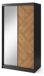Posuvná šatní skříň MARRPHY II se zrcadlem, 120x220x60, dub karamel