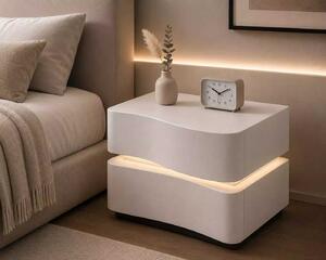 LuxuryForm DESIGN Noční stolek ALVA s LED osvětlením – bílý