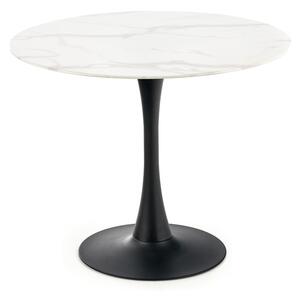 Jídelní stůl OMBRUSAU bílý mramor/černá