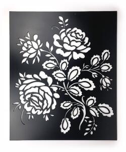 Živá Zeď Dřevěná nástěnná černá dekorace Růže