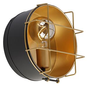 Industriële wandlamp zwart met goud 25 cm - Barril