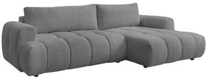 -25 % Dny MOMENTI– Bobochic Paris Šedá bouclé rozkládací pohovka Fuji 292 cm, pravá