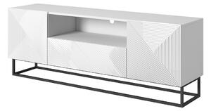 TV stolek Asha 167 cm na kovovém podstavci - bílý lesk