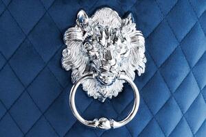Designová barová židle Queen Lví hlava královská modrá