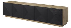TV stolek Asha 200 cm - dub artisan / černý mat