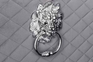 Designová lavice Queen Lví hlava 164 cm šedý samet