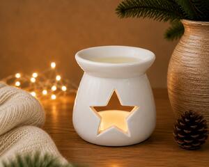 Keramická aroma lampa Hvězda – bílá 8 × 7 cm 9000319