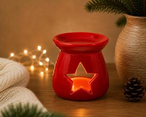 Keramická aroma lampa Hvězda – červená, 8 × 7 cm 9000320