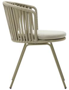 Béžová kovová zahradní židle Kave Home Saconca s výpletem