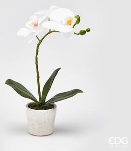 Bílá umělá orchidej ve vázičce EDG 33cm