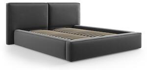 Tmavě šedá sametová čalouněná dvoulůžková postel s úložným prostorem s roštem 180x200 cm Arendal – Cosmopolitan Design
