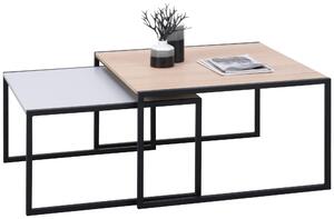 SADA KONFERENČNÍCH STOLKŮ, barvy dubu, světle šedá, dřevo, kov, 75/75/42 cm Dieter Knoll