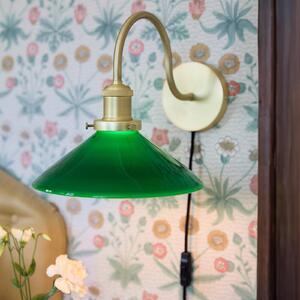 PR Home Nástěnné svítidlo Axel, mosazná barva, stínidlo ze zeleného skla