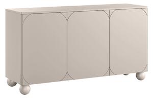 Komoda Sonatia II 150 cm třídveřová - kašmír / kulaté nohy