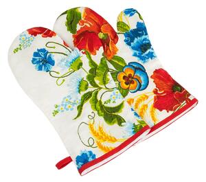 Bellatex Grilovací rukavice 2ks 20x36 cm Vlčí mák Červená,Zelená