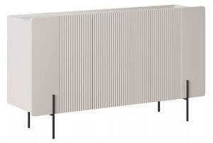 Komoda Malmi 150 cm třídveřová - kašmír / crema bianca / černé nožky