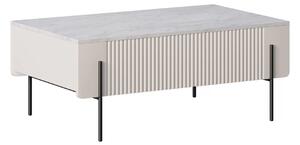 Konferenční stolek se zásuvkami Malmi 100 cm - kašmír / crema bianca / černé nožky