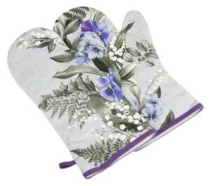 Bellatex Grilovací rukavice 2ks 20x36 cm Maceška Fialová,Šedá