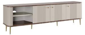 TV stolek Vesper 3D 187 cm - kašmír / ořech / zlaté nohy