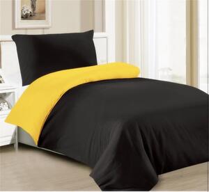Bavlissimo 2-dílné povlečení černá žlutá 140x200 na jednu postel