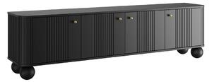 TV stolek Vesper 4D 187 cm - černý / zlaté úchytky / kulaté nohy