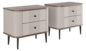 Sada nočních stolků Vesper 56 cm - kašmír / ořech / černé nohy