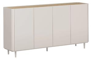 Komoda Elivo 200 cm čtyřdveřová na nožkách - kašmír / olejovaný dub