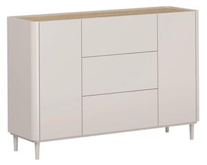 Komoda se šuplíky Elivo 150 cm na nožkách - kašmír / olejovaný dub