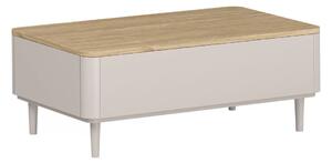 Konferenční stolek se zásuvkami Elivo 100 cm na nožkách - kašmír / olejovaný dub