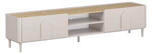 TV stolek se zásuvkou Amilio 220 cm na nožkách - kašmír / olejovaný dub / úchytky kašmír