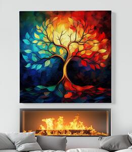 Obraz na plátně - Strom života Oheň v duši FeelHappy.cz Velikost obrazu: 40 x 40 cm