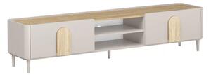 TV stolek Amilio 220 cm na nožkách - kašmír / olejovaný dub / úchytky světlý dub