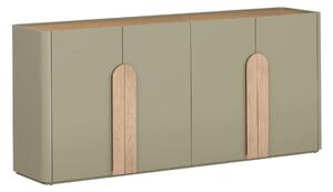 Komoda Amilio 200 cm čtyřdveřová - eukalyptus / dub baltic dune / úchytky dub přírodní