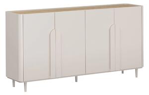 Komoda Amilio 200 cm čtyřdveřová na nožkách - kašmír / olejovaný dub / úchytky kašmír