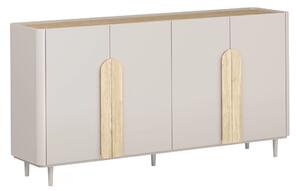 Komoda Amilio 200 cm na nožkách - kašmír / olejovaný dub / úchytky světlý dub