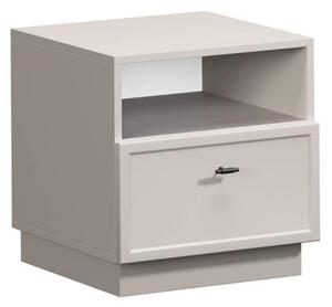 Noční stolek se zásuvkou Lorini 45 cm - kašmír / černé úchytky T-bar