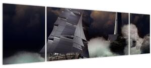 Obraz - Loď plující skrz bouřlivé vlny (170x50 cm)