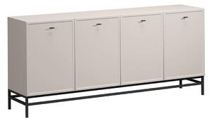 Komoda Lorini 200 cm čtyřdveřová - kašmír / černé úchytky T-bar / rám