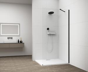 Polysan, ESCA BLACK MATT jednodílná sprchová zástěna pro instalaci ke stěně, čiré sklo, 1300 mm, ES1013-02