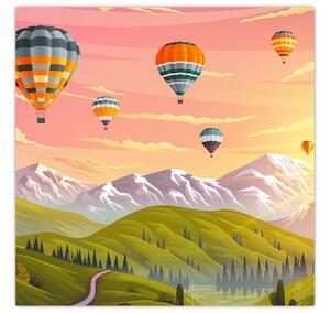 Obraz balónů nad krajinou (30x30 cm)