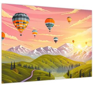 Obraz balónů nad krajinou (70x50 cm)