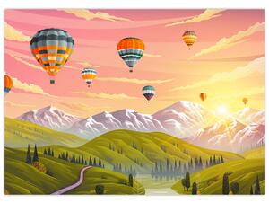 Obraz balónů nad krajinou (70x50 cm)