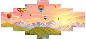 Obraz balónů nad krajinou (210x100 cm)