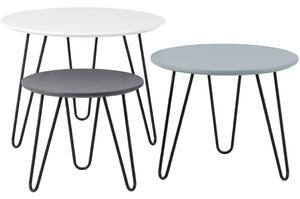 Set tří barevných konferenčních stolků Somcasa Fabio 60/50/40 cm