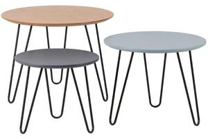 Set tří barevných konferenčních stolků Somcasa Nero 60/50/40 cm