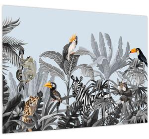 Obraz zvířat v tropickém lese (70x50 cm)